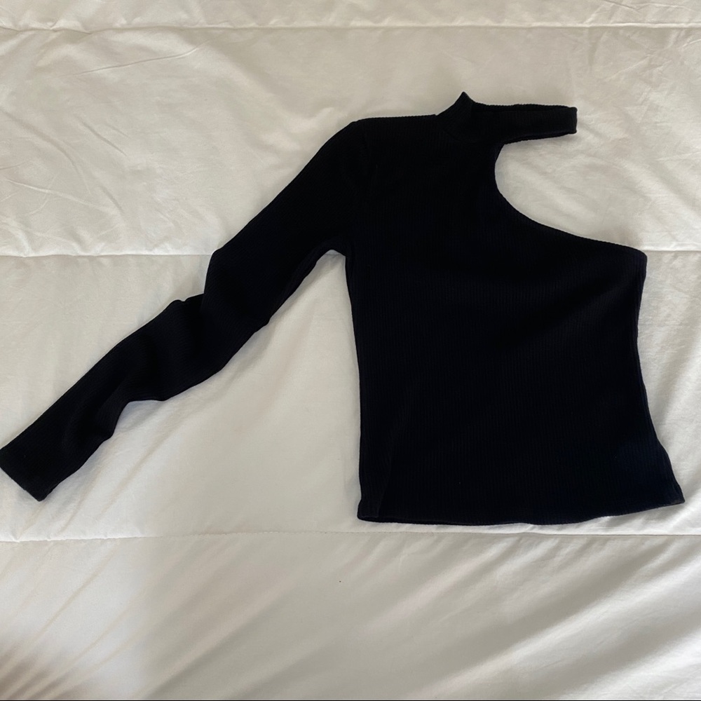 Urban Outfitters Black Peekaboo Shoulder Top